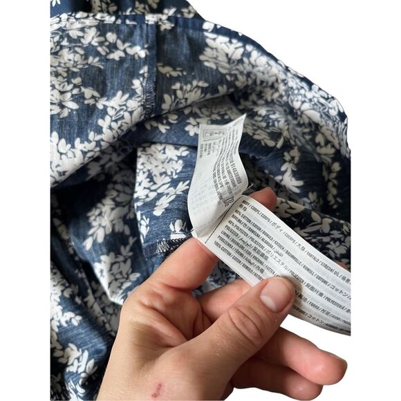 Abercrombie & Fitch Back Poplin Maxi Dress size S Navy White Floral - Picture 8 of 11